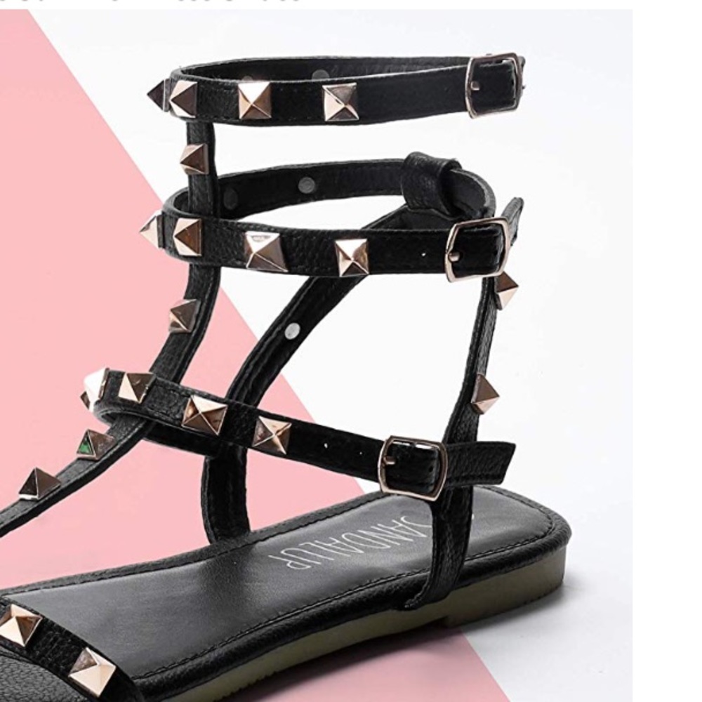 Rivets Studs Flat Sandal w Double Metal Buckle - Picture 4 of 6